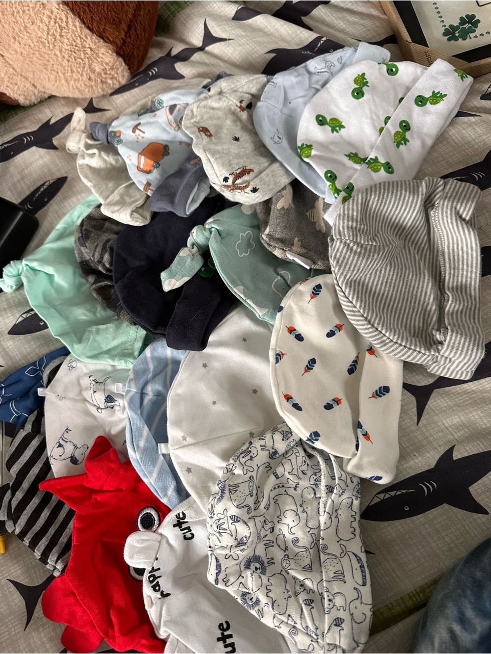 Mixed Baby Beanie Hat Bundle - Greens, Whites, Blues, Gray